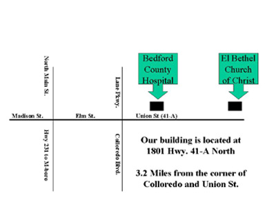 Map to the El Bethel Church